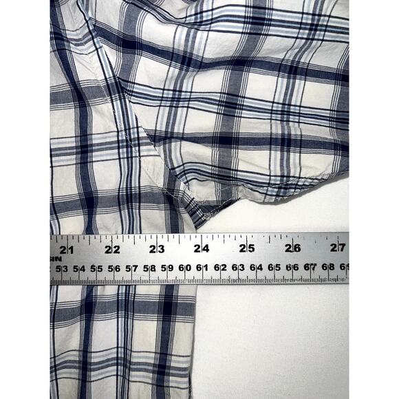 Transnine Button-Up Men's Extra Large White Plaid Short Sleeve 100% Cotton - Picture 4 of 5